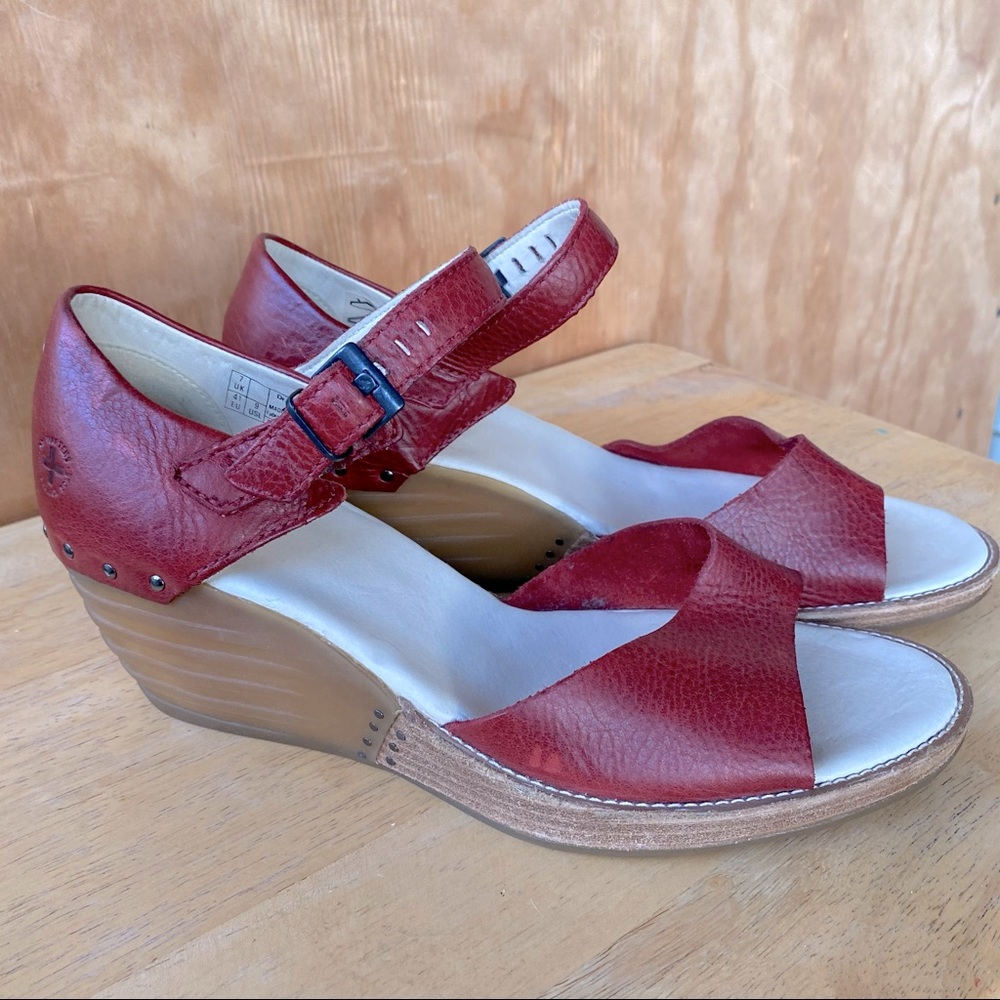 Dr Martens Ruana Oxblood Mary Jane Wedge Leather Sandals